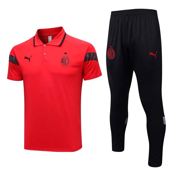 Polo AC Milan Conjunto Completo 2023/2024 Rojo Negro